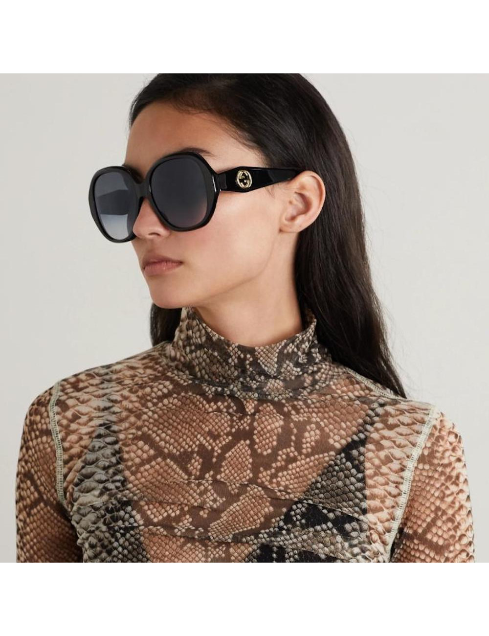 Gucci Gucci Logo GG0796S Sunglasses Gucci Women Sunglasses Havana Grey Gradient Geometric LOGO  main image 2