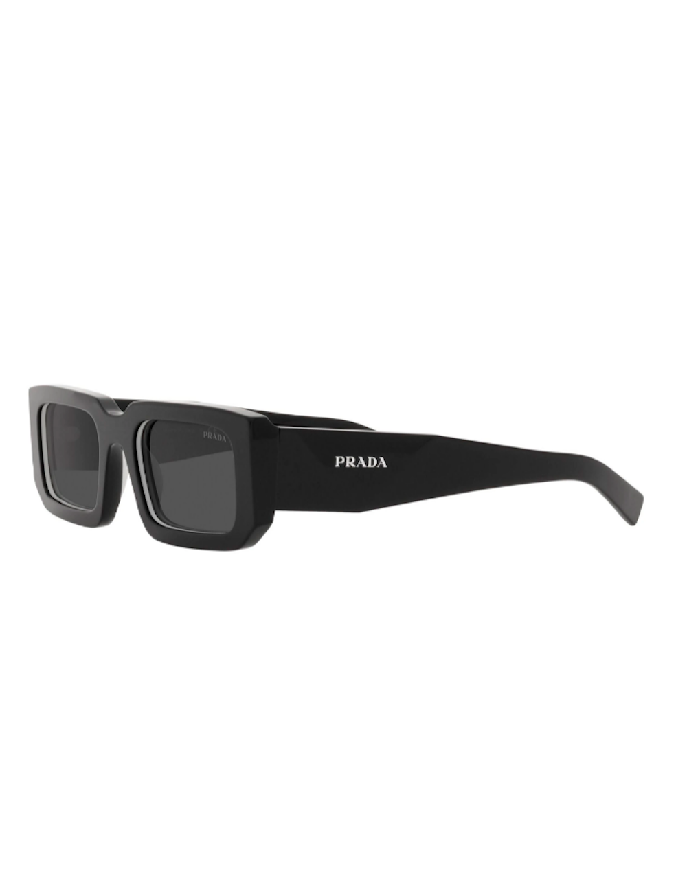 Prada Men's Clear Acetate Rectangle Sunglasses